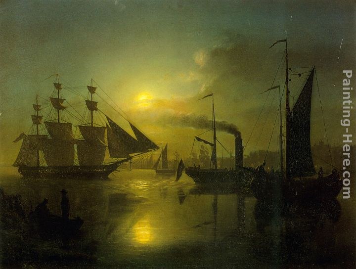 Petrus Van Schendel The Moonlit Harbour